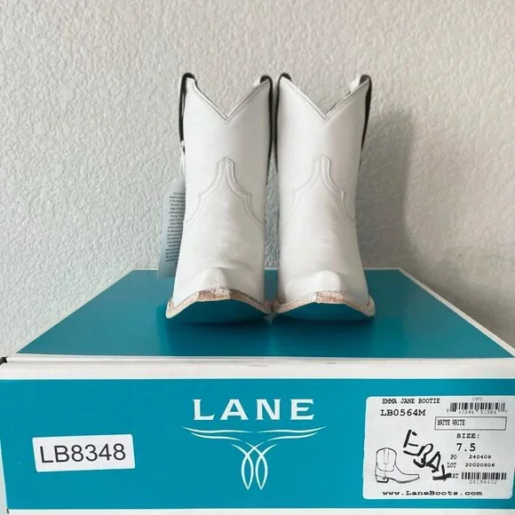 Lane EMMA JANE Womens Cowboy Bootie 7.5 White Western Cowgirl Short Ankle Boots - Picture 10 of 11